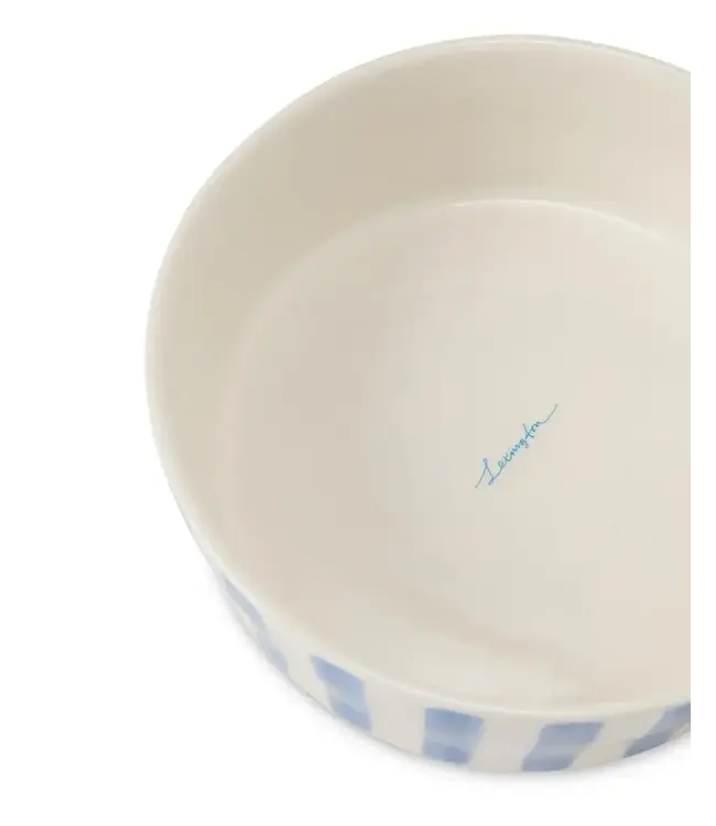 Lexington Company Striped Dog Eating Bowl Blue/White