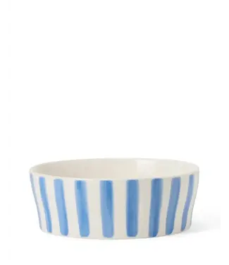 Lexington Company Striped Dog Eating Bowl Blue/White