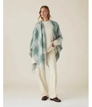 Lexington Company Women Wool Blend Poncho Green/Grey Check