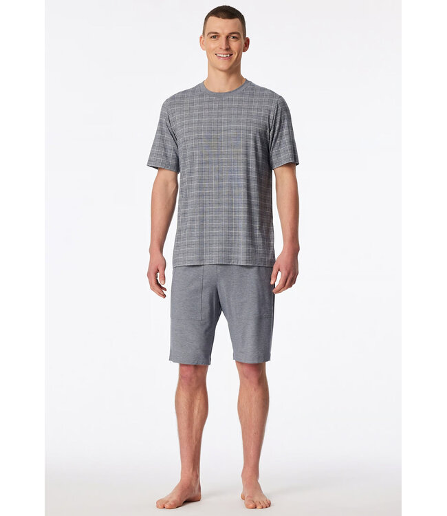 Schiesser Pyjama Men Short Set Jacquard Admiral