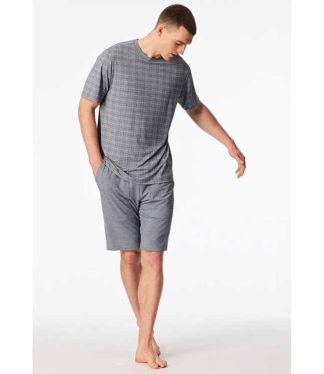 Schiesser Pyjama Men Short Set Jacquard Admiral