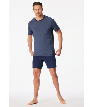 Schiesser Pyjama Men Short Set Long Life Soft Admiral