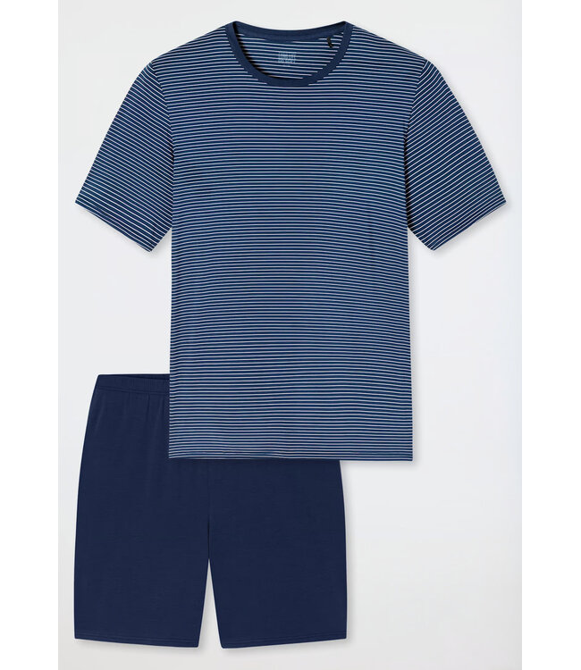 Schiesser Pyjama Men Short Set Long Life Soft Admiral