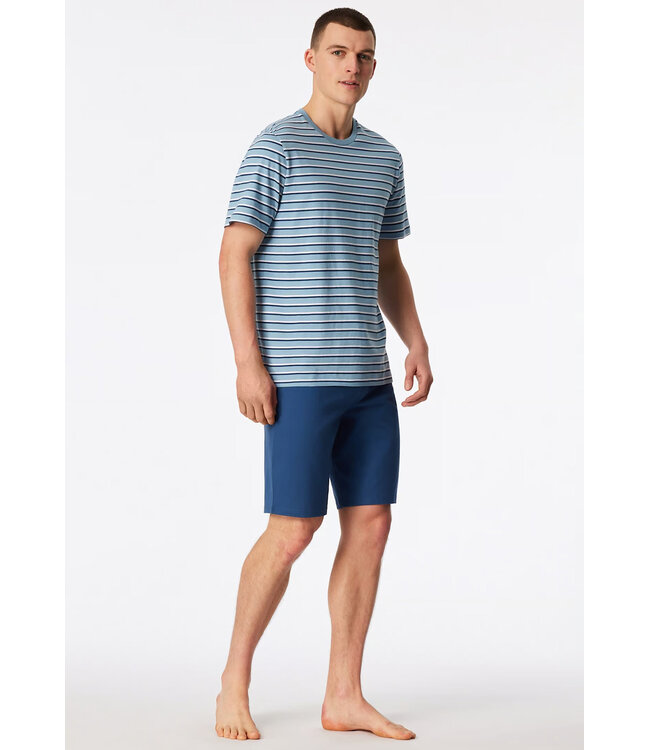Schiesser Pyjama Men Short Set Pacific Blue
