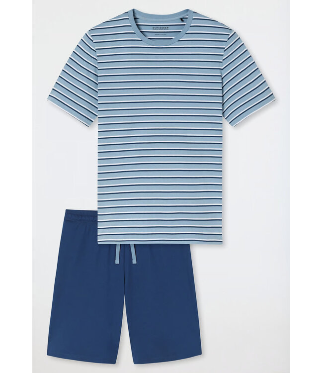 Schiesser Pyjama Men Short Set Pacific Blue