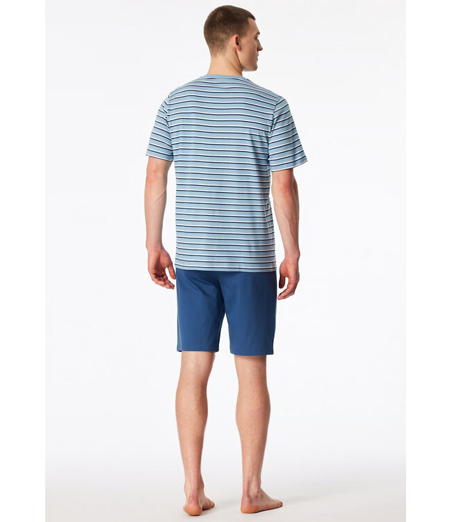 Schiesser Pyjama Men Short Set Pacific Blue