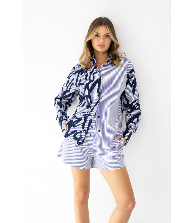 Hallie Homewear Set Blue Stripe