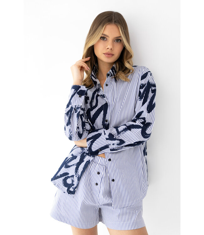 Hallie Homewear Set Blue Stripe