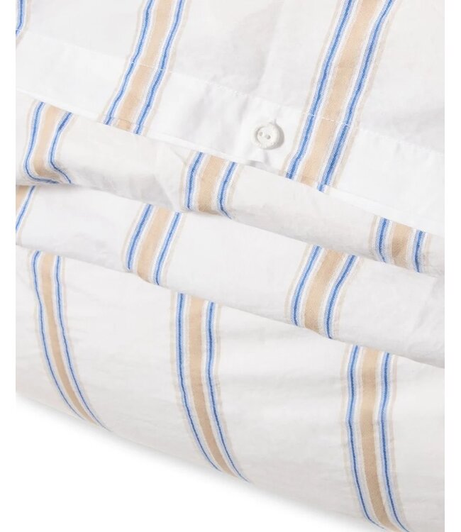 Lexington Company Dobby Striped Washed Cotton Percale Dekbedovertrek White/Blue/Beige