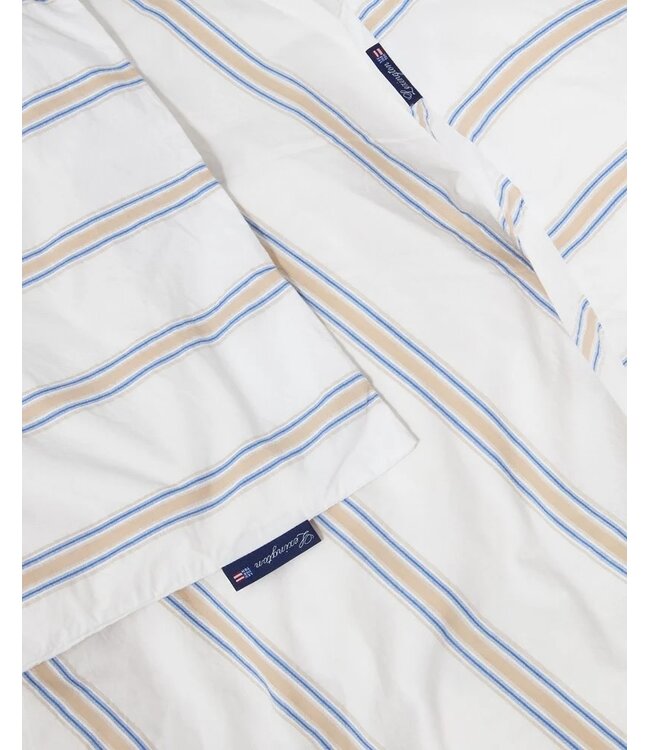 Lexington Company Dobby Striped Washed Cotton Percale Dekbedovertrek White/Blue/Beige