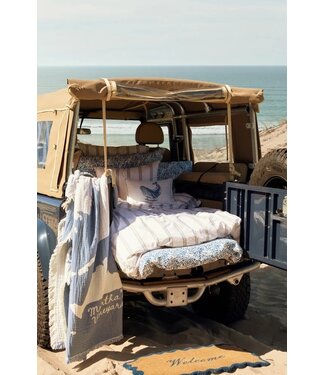 Lexington Company Dobby Striped Washed Cotton Percale Dekbedovertrek White/Blue/Beige