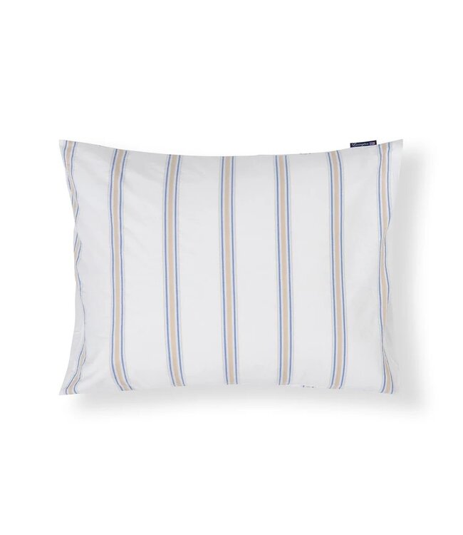 Lexington Company Dobby Striped Washed Cotton Percale Dekbedovertrek White/Blue/Beige