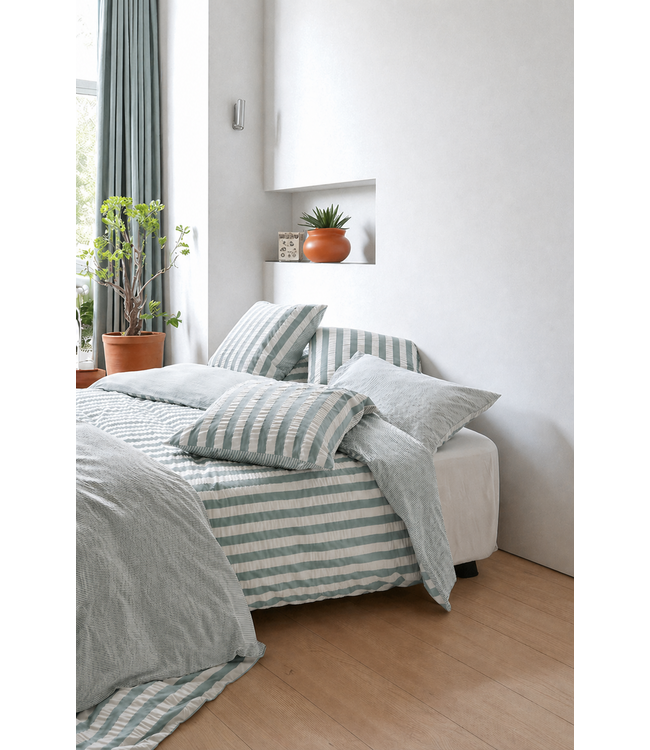 Nomo Theodora Seersucker Dekbedovertrek  Jade