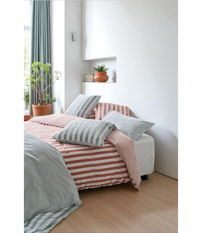 Nomo Theodora Seersucker Dekbedovertrek Brick