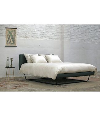 Nill Spring Showroom model Aria Boxspring metalen frame + Hoofdbord Yade 180x200 Charcoal Zwart stofcat. C