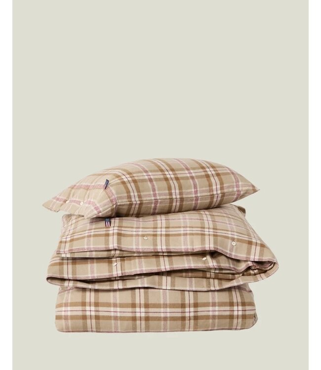 Lexington Company Cotton Flanel Checked Dekbedovertrek Fudge/Beige/Fig