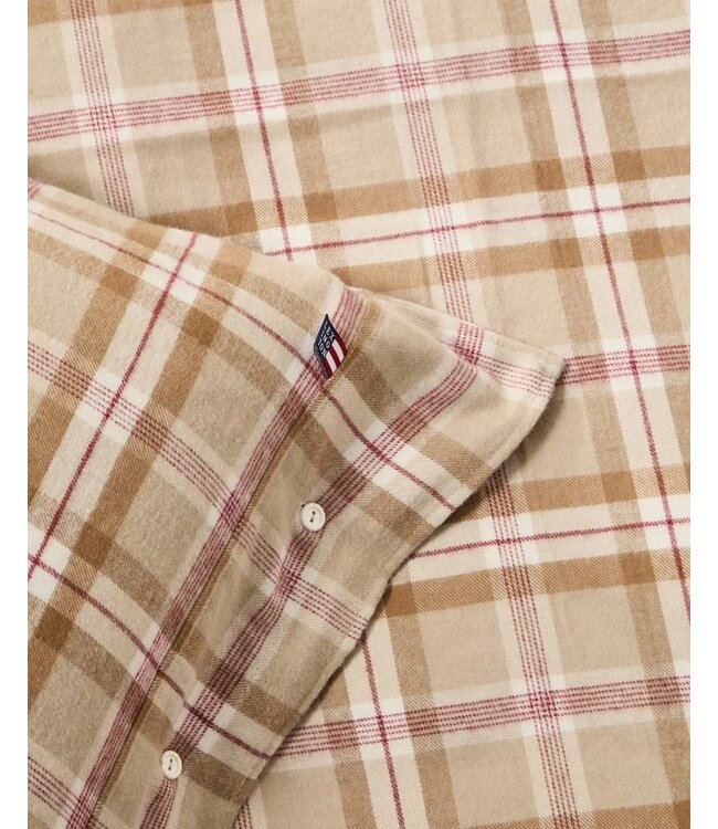 Lexington Company Cotton Flanel Checked Dekbedovertrek Fudge/Beige/Fig