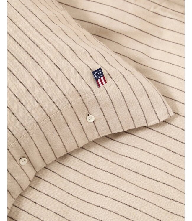 Lexington Company Cotton Flanel Pin Striped Dekbedovertrek Beige/Brown