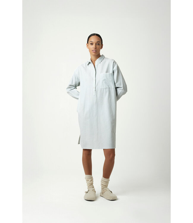 Pluto Babette Night Shirt Flanel Khaki Stripe