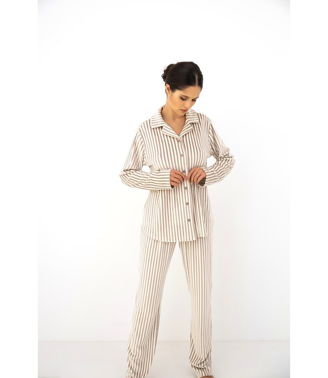 Avelin Pyjama Beige Stripe