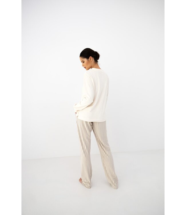 Nolia Pyjama White/Beige Stripe