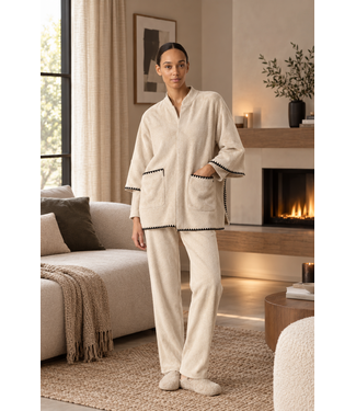 Pluto Quenza Homewear Coat Beige/Black