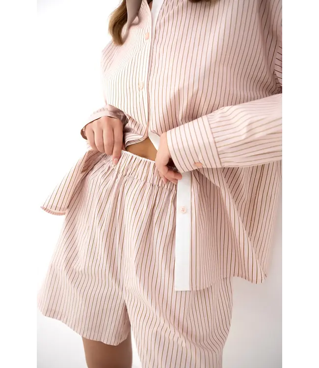Meira Homewear Set White/Pink Stripe