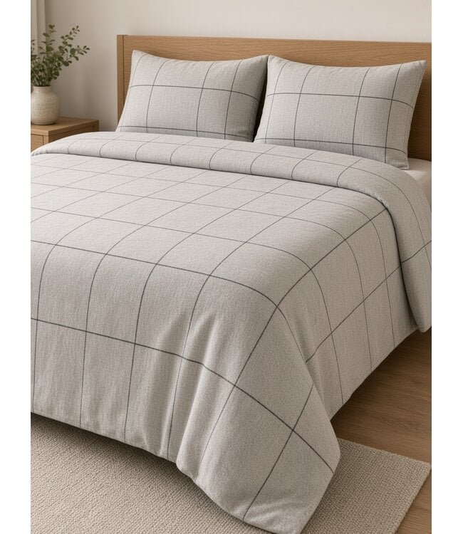 SognoBlu Quadro Flanel Dekbedovertrek 94 Grey/Black