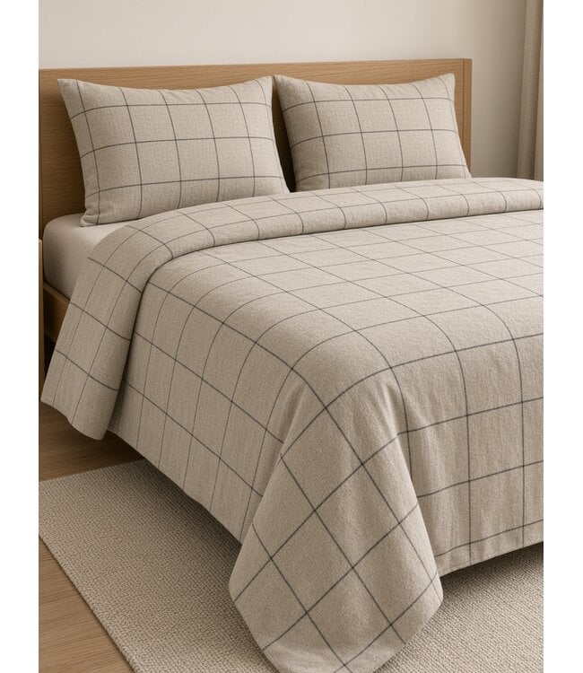 SognoBlu Quadro Flanel Dekbedovertrek 9N Natural/Black