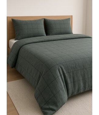 SognoBlu Quadro Flanel Dekbedovertrek 23 Greenl/Black