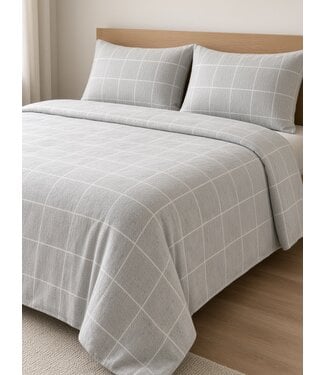 SognoBlu Quadro Flanel Dekbedovertrek 04 Grey/White