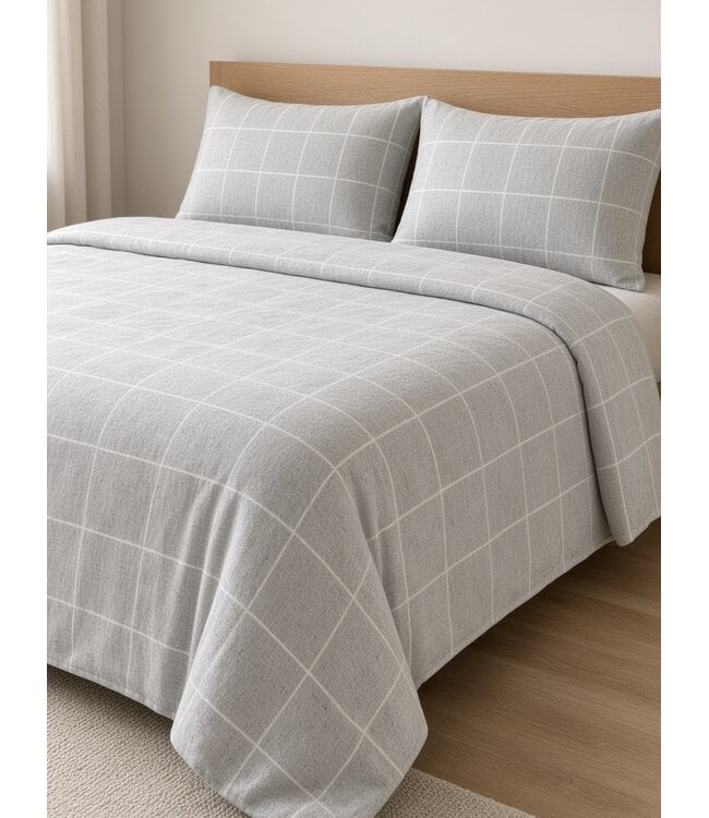 SognoBlu Quadro Flanel Dekbedovertrek 04 Grey/White