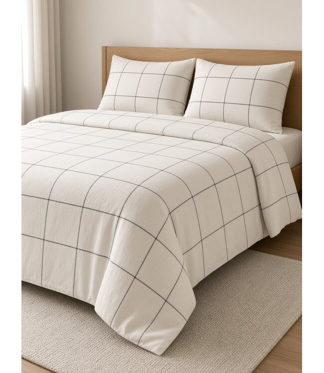 SognoBlu Quadro Flanel Dekbedovertrek 00 White