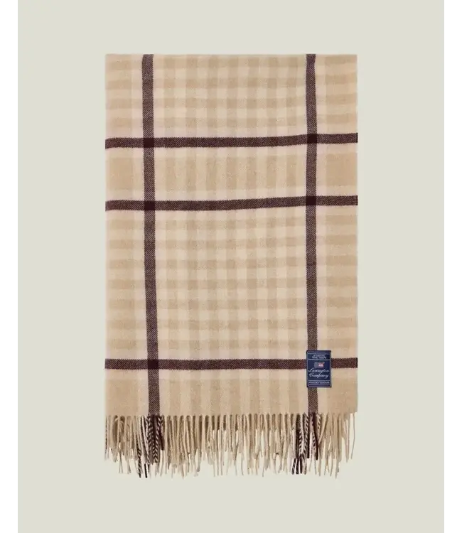 Lexington Company Plaid Lexington Checked Recycled Wool Throw Beige/Fig