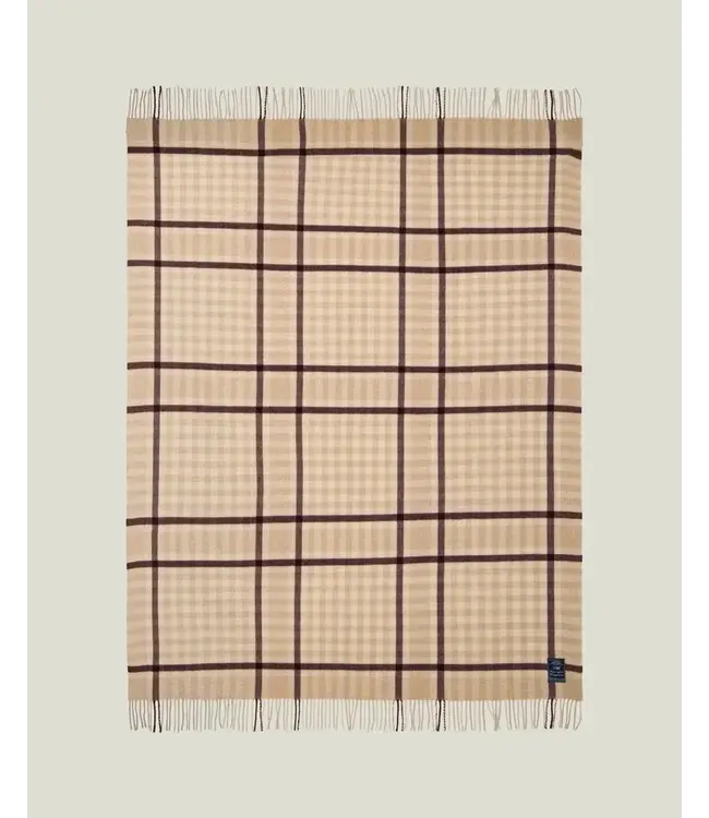 Lexington Company Plaid Lexington Checked Recycled Wool Throw Beige/Fig