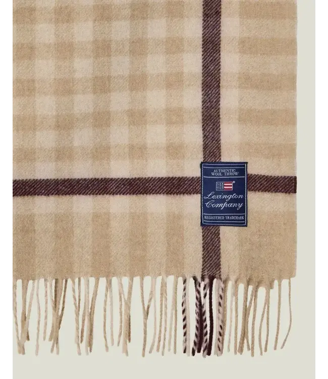 Lexington Company Plaid Lexington Checked Recycled Wool Throw Beige/Fig