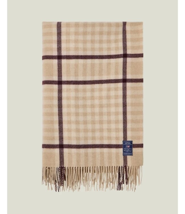 Lexington Company Plaid Lexington Checked Recycled Wool Throw Beige/Fig