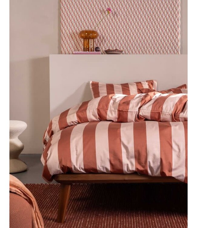 Essenza Dekbedovertrek Minte Stripe Terracotta - Blush