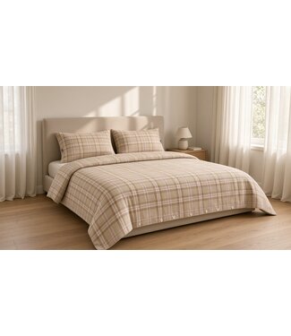 Lexington Company Cotton Flanel Checked Dekbedovertrek Fudge/Beige/Fig