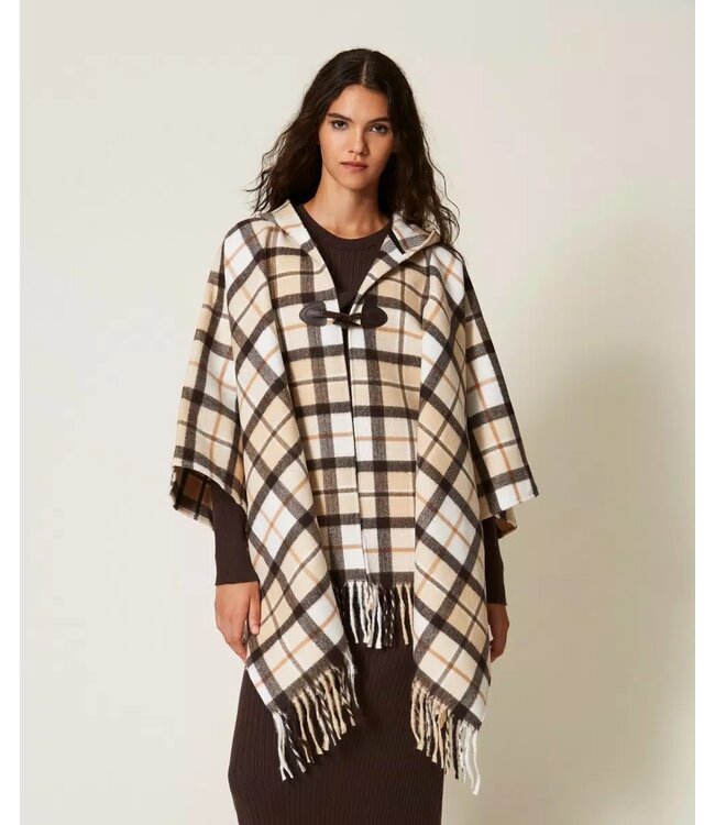 Twin-Set Poncho Check Dune