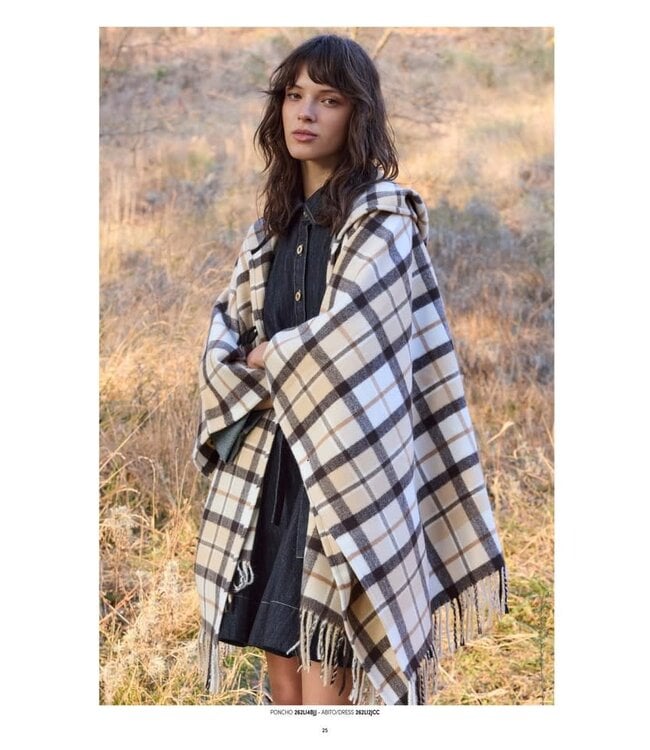 Twin-Set Poncho Check Dune