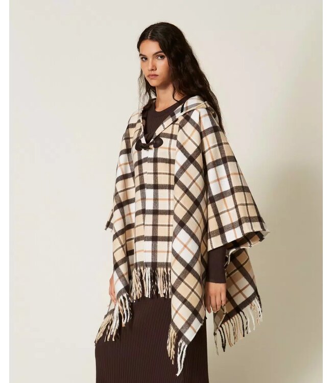 Twin-Set Poncho Check Dune