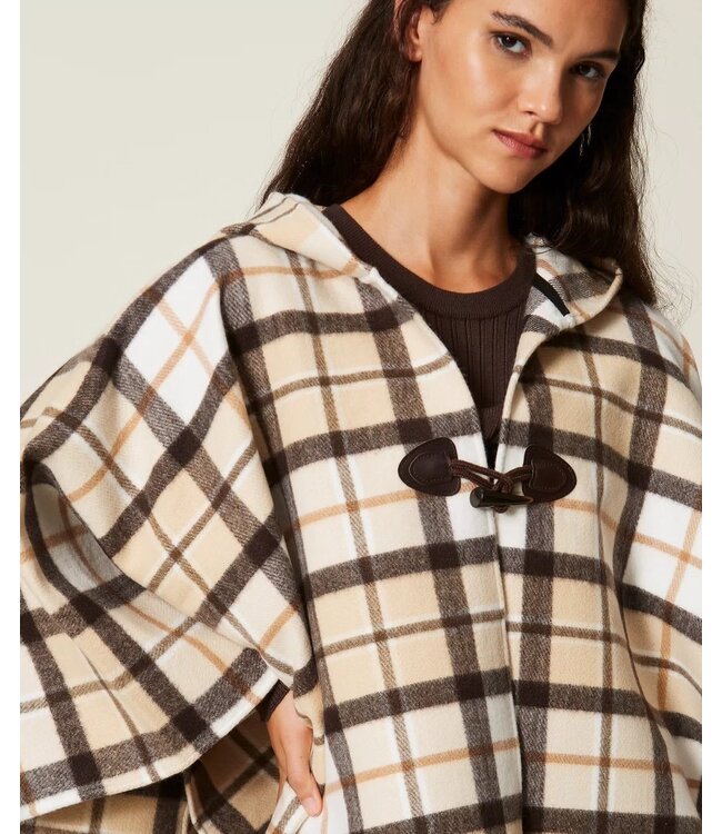 Twin-Set Poncho Check Dune