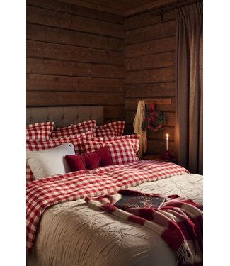 Lexington Company Cotton Flanel Checked Dekbedovertrek Red/Beige
