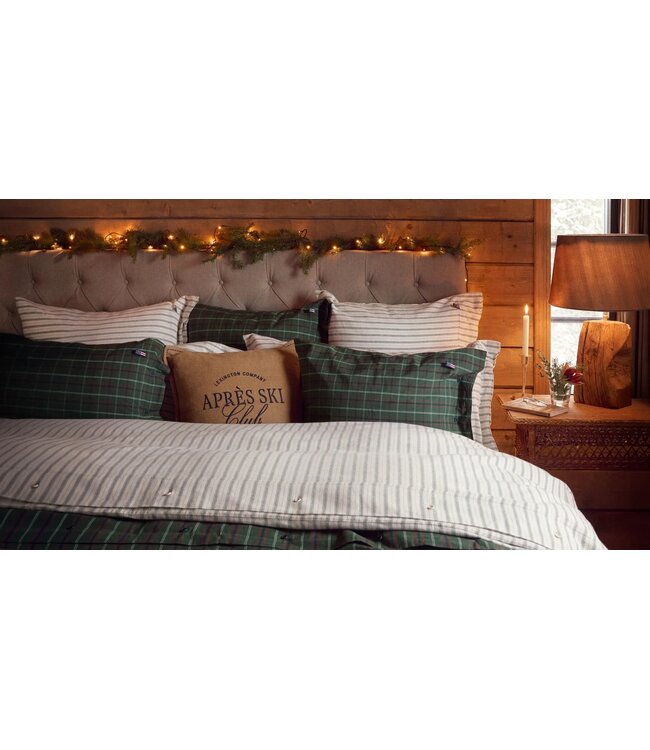 Lexington Company Cotton Flanel Stripe Dekbedovertrek White/Green/Beige