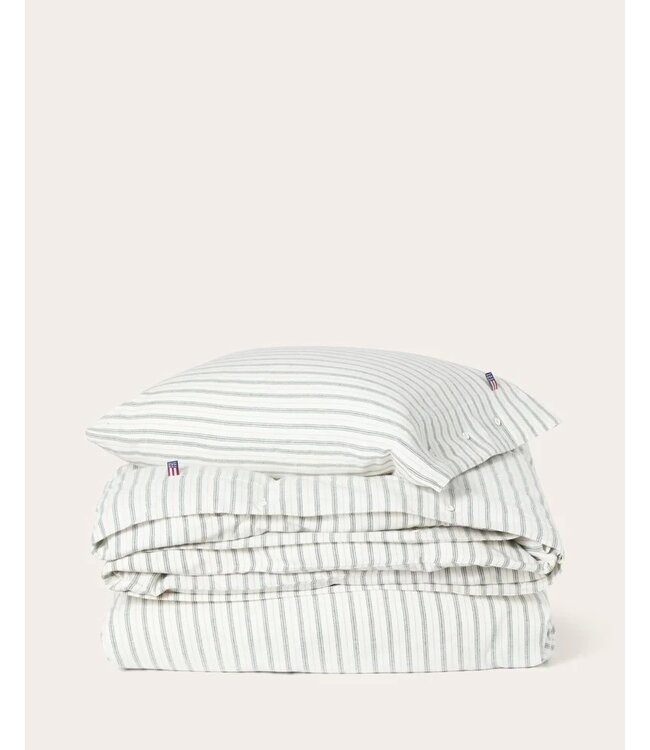 Lexington Company Cotton Flanel Stripe Dekbedovertrek White/Green/Beige