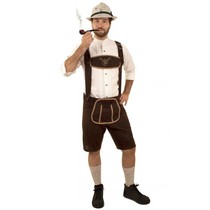 Tirolerbroek donkerbruin kort suèdine