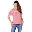 Blouse schoudervrij rood/wit