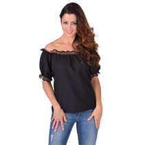 Blouse schoudervrij zwart