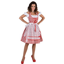 Dirndl Nina Knielang rood/wit